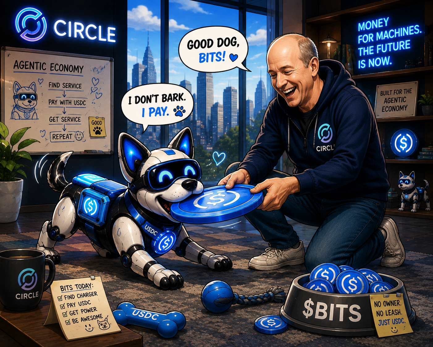 Feeding the robot dog a USDC coin
